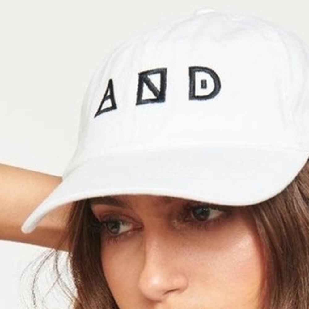 AND Baseball Cap Hat White with Black Embroidery